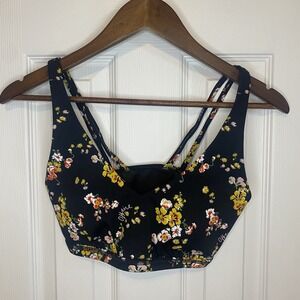 Offline by Aerie Bra Plunge Padded Floral True‎ Black Women's Small NWT